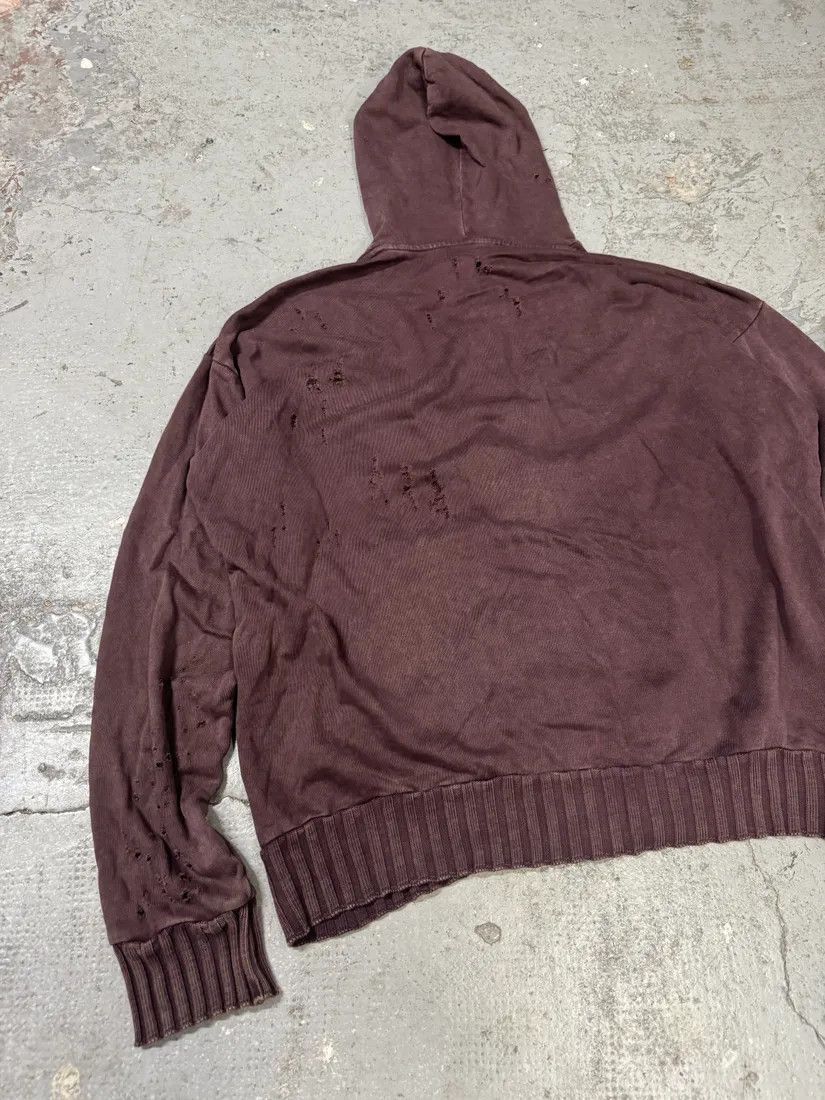 Diesel × Vintage Diesel Bordeaux Destroyed Zip-Up Hoodie Size US XL / EU 56 / 4 - 5 Thumbnail