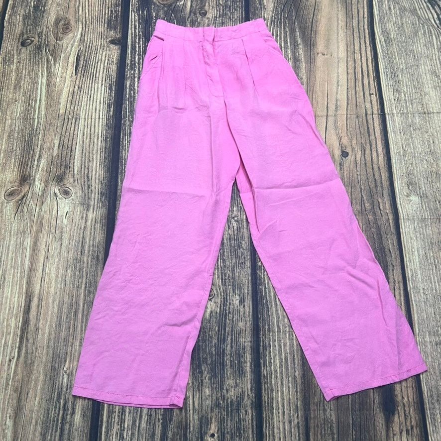 Zara NWT Zara Kid's Pink High Waist Wide Leg Trousers Size 13-14 Size 22" - 1 Thumbnail