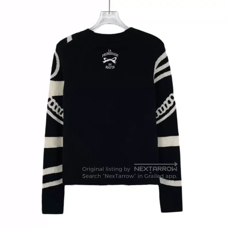 Hermes Hermes Black Pattern Jacquard Round Neck Long Sleeve Knitt Size XS / US 0-2 / IT 36-38 - 2 Thumbnail