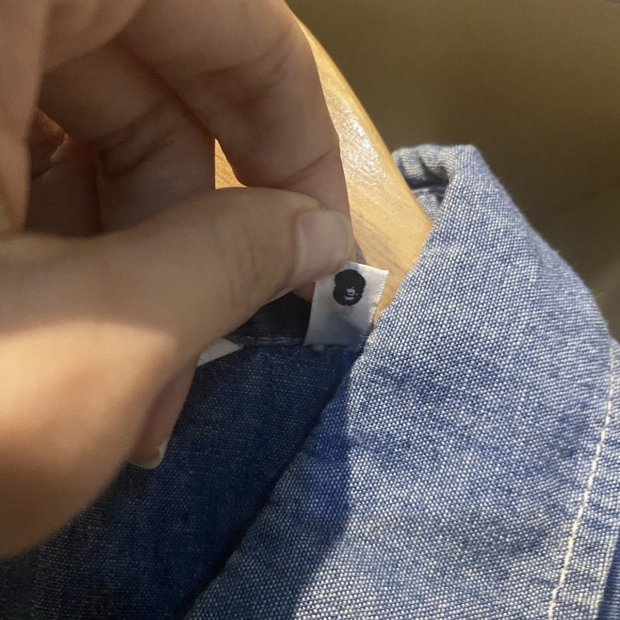 Bape Bape A Bathing Ape Rare Selvedge Chambray Denim Work Shirt Size US L / EU 52-54 / 3 - 12 Thumbnail