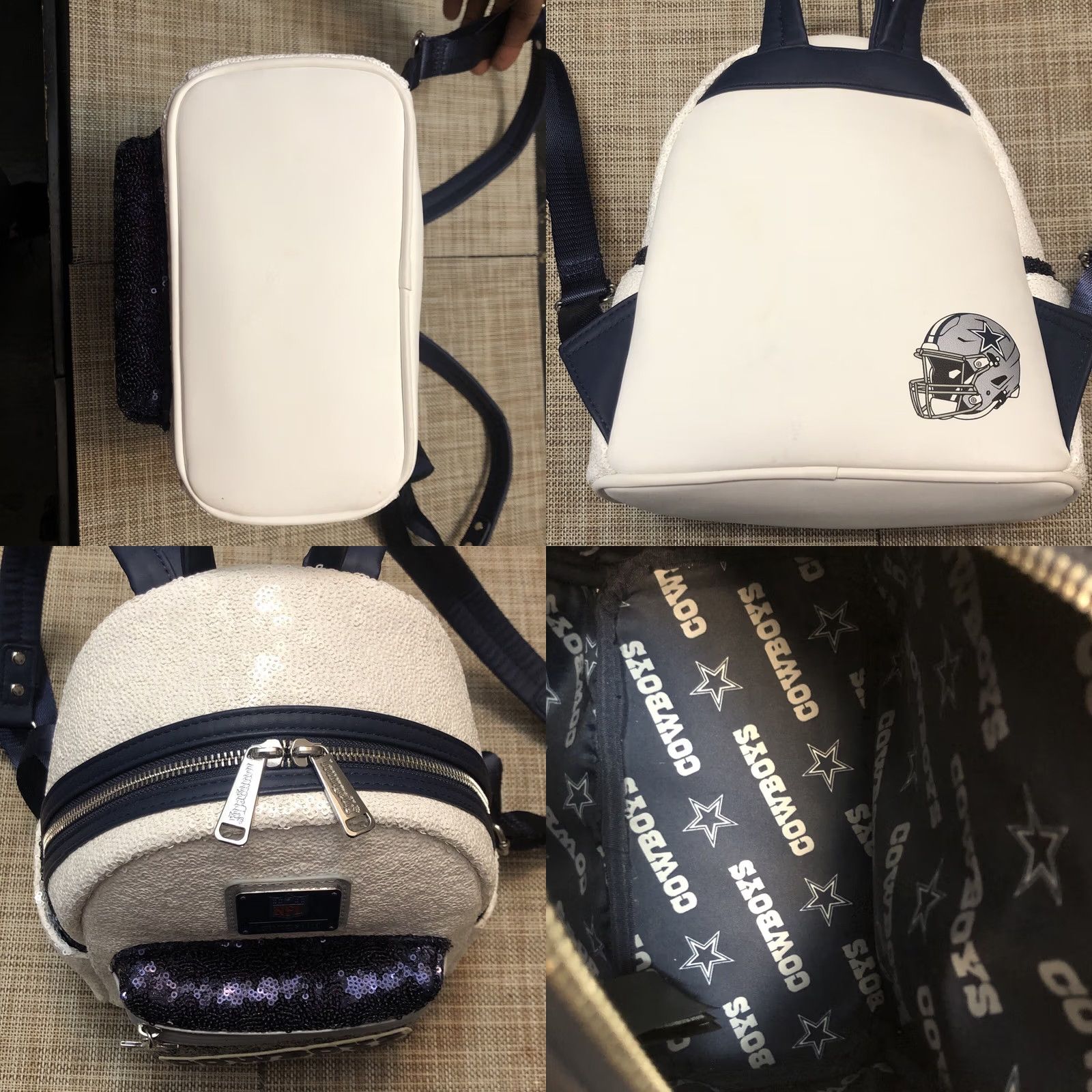 Vintage Loungefly NFL Dallas Cowboys Sequin Mini Backpack White Women Size ONE SIZE - 8 Thumbnail