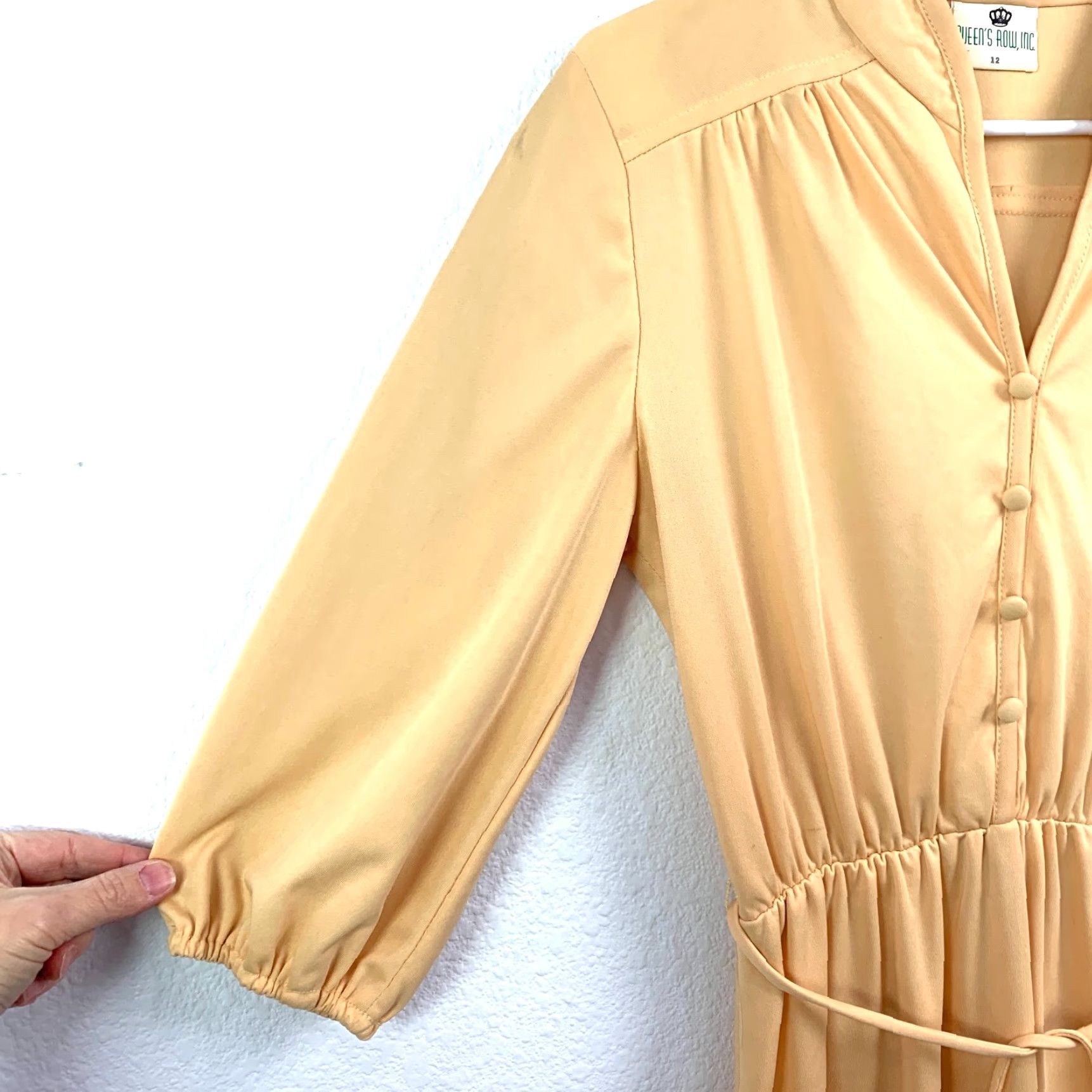 Vintage VINTAGE Queen's Row Yellow Midi Secretary Dress 12 Womens 1960s Polyester Size XL / US 12-14 / IT 48-50 - 2 Thumbnail