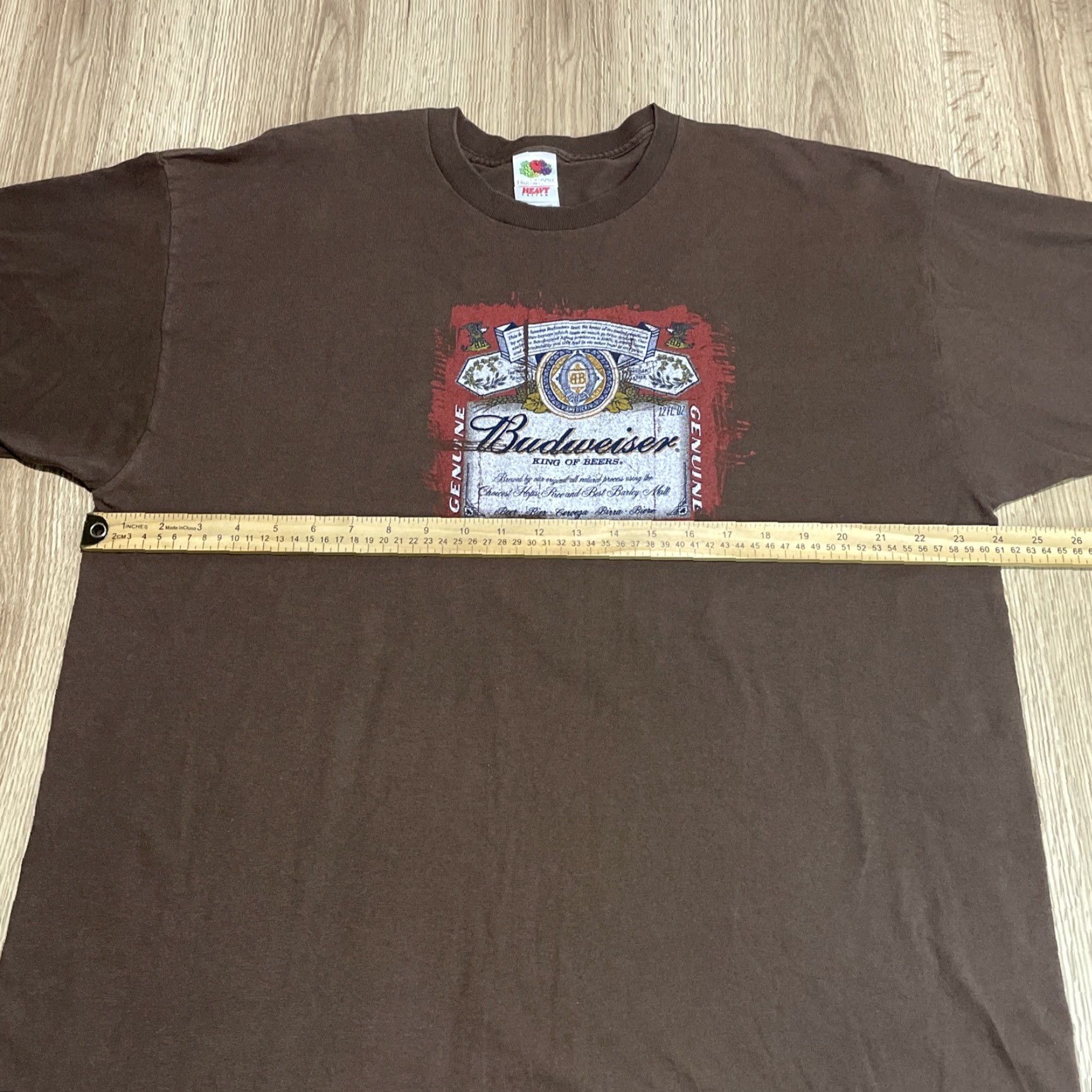Fruit Of The Loom VINTAGE Budweiser King Of Beers T-Shirt Men 2XL Brown 90s Beer Cotton Short Sleeve Size US XXL / EU 58 / 5 - 6 Thumbnail