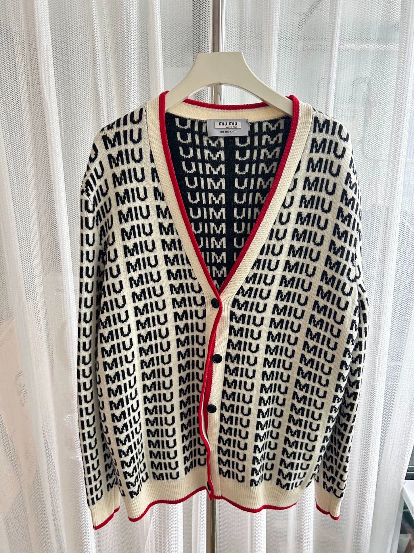 Miu Miu Miu Miu All Over Logo Wool Knit Cardigan 38 Size XS / US 0-2 / IT 36-38 - 1 Thumbnail