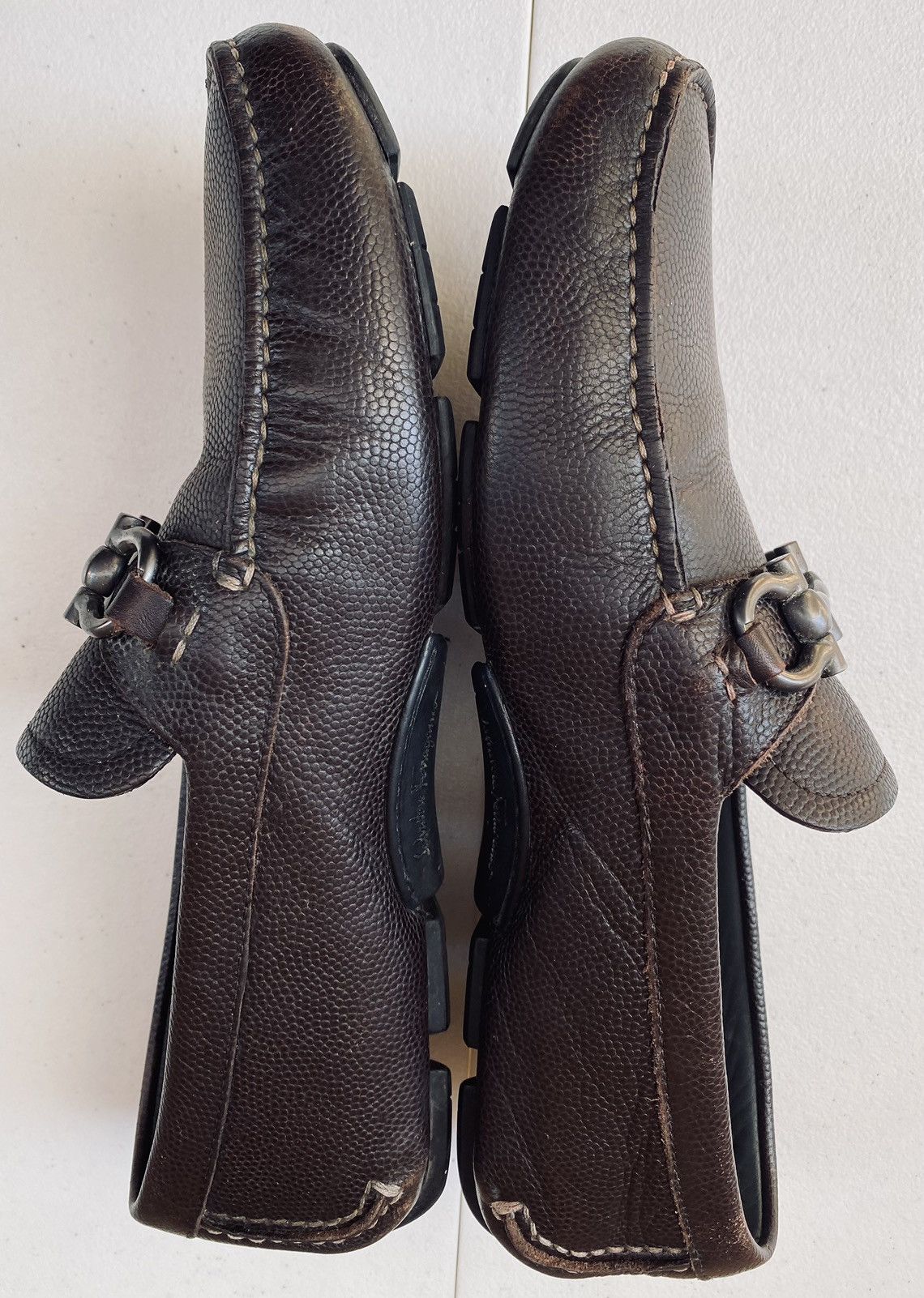 Salvatore Ferragamo SF 🇮🇹 brown leather parigi double gancio bit driver 8.5 EEE Size US 8.5 / EU 41-42 - 8 Thumbnail