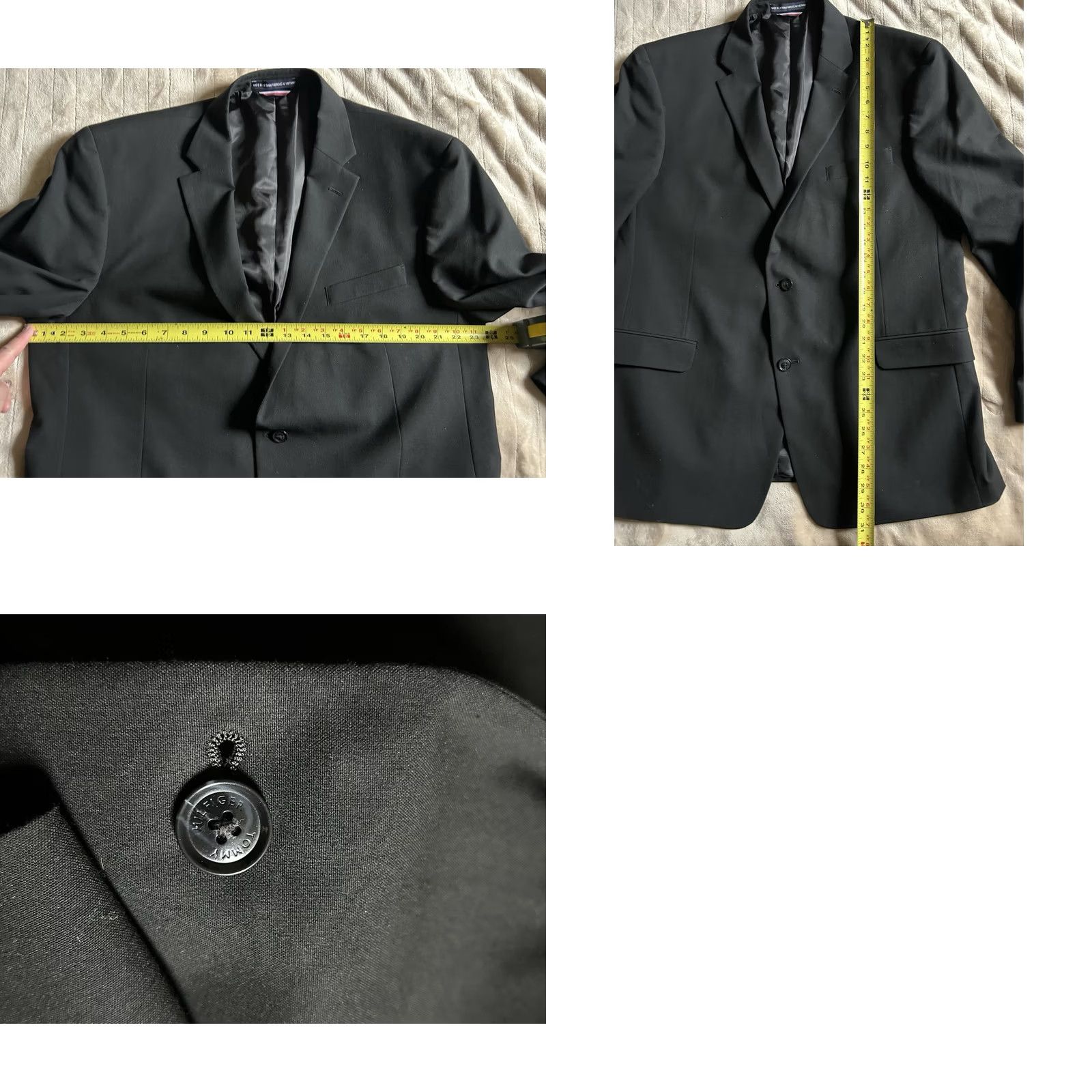 Tommy Hilfiger Tommy Hilfiger Black Blazer Mens 46R Sport Coat Two-Button Jacket Notch Lapel Four-Button Sleeve Double-Vented Regular Fit Dress Coat Size 46R - 8 Thumbnail