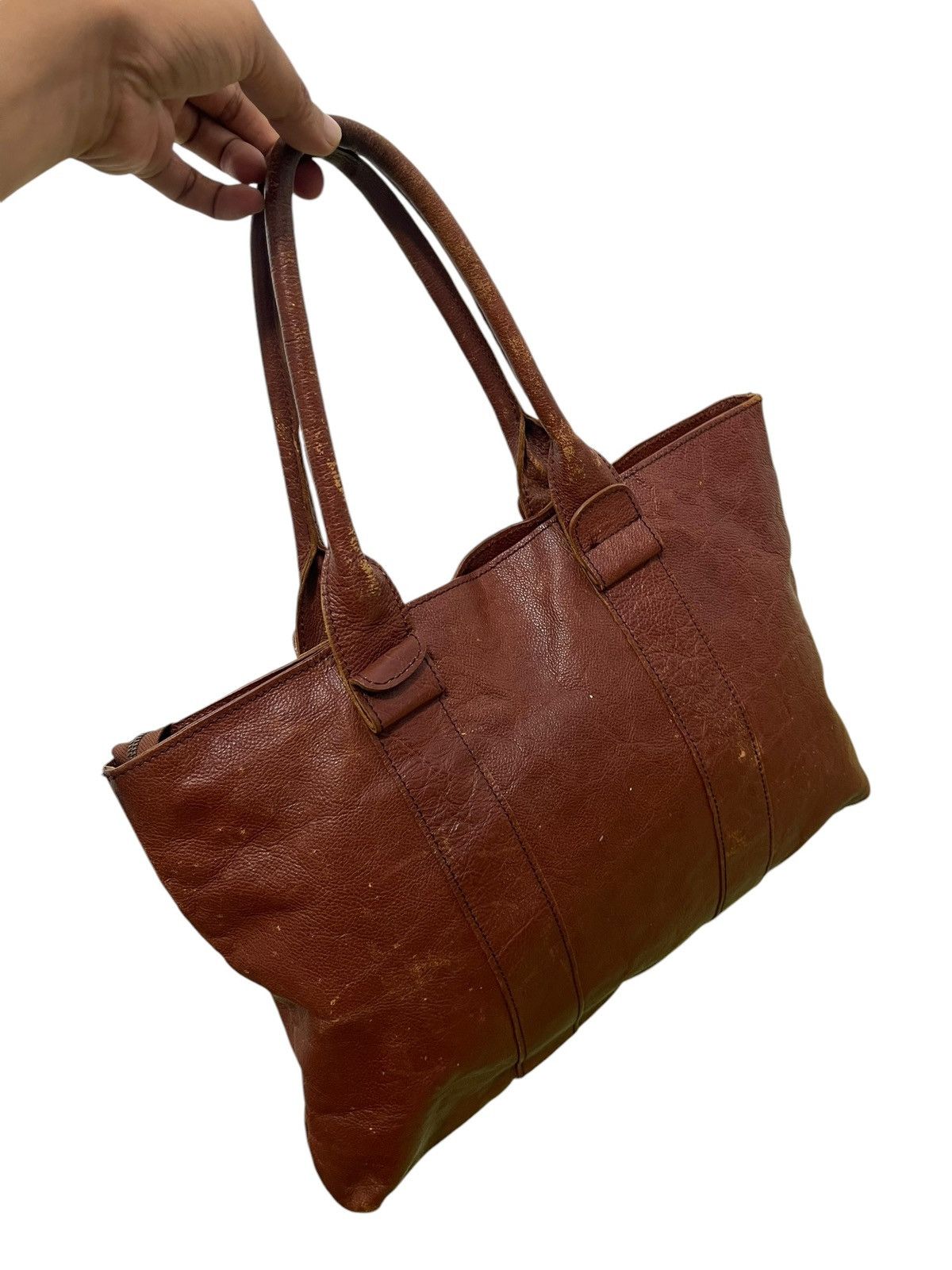 Genuine Leather Full Leather Vintage Unknown Tote Shoulder Bag 4🟩 Size ONE SIZE - 4 Thumbnail