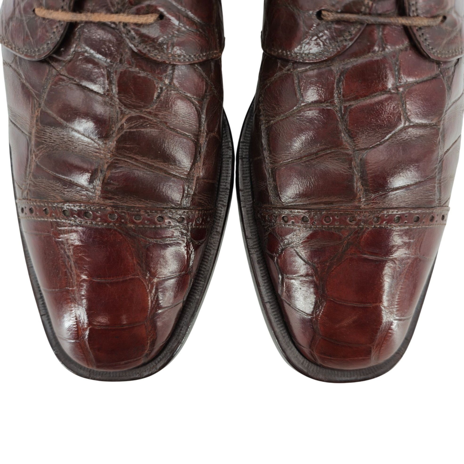 Mauri Mauri Italy Vintage Exotic Brown Alligator Dress Shoes Men 1 Size US 11 / EU 44 - 2 Thumbnail