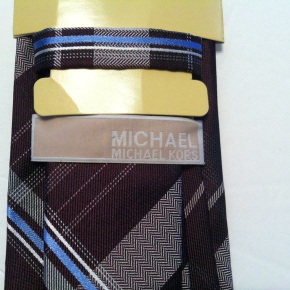 Michael Kors MICHAEL KORS MEN'S NEW BROWN 100%SILK TIE WIDTH: 3" Size ONE SIZE - 4 Thumbnail