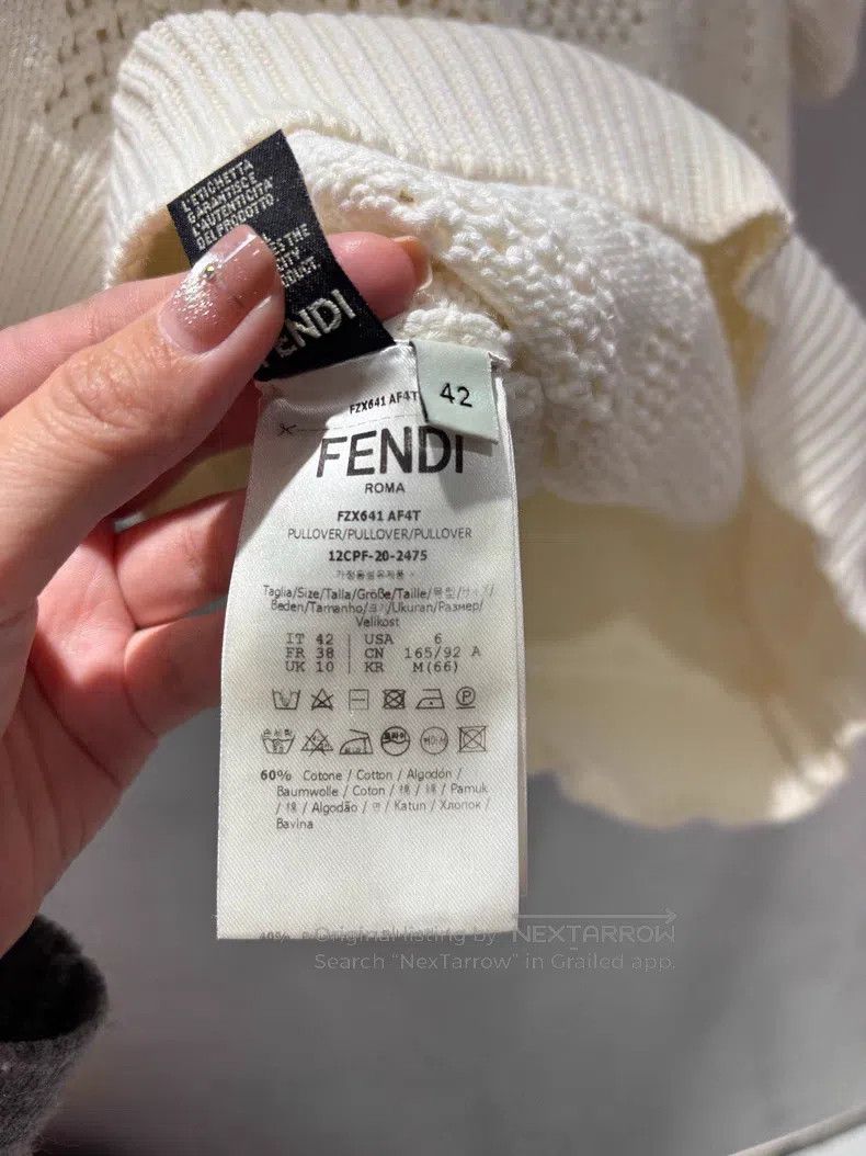 Fendi Fendi White Openwork Logo Knit Short Sleeve Size S / US 4 / IT 40 - 5 Thumbnail