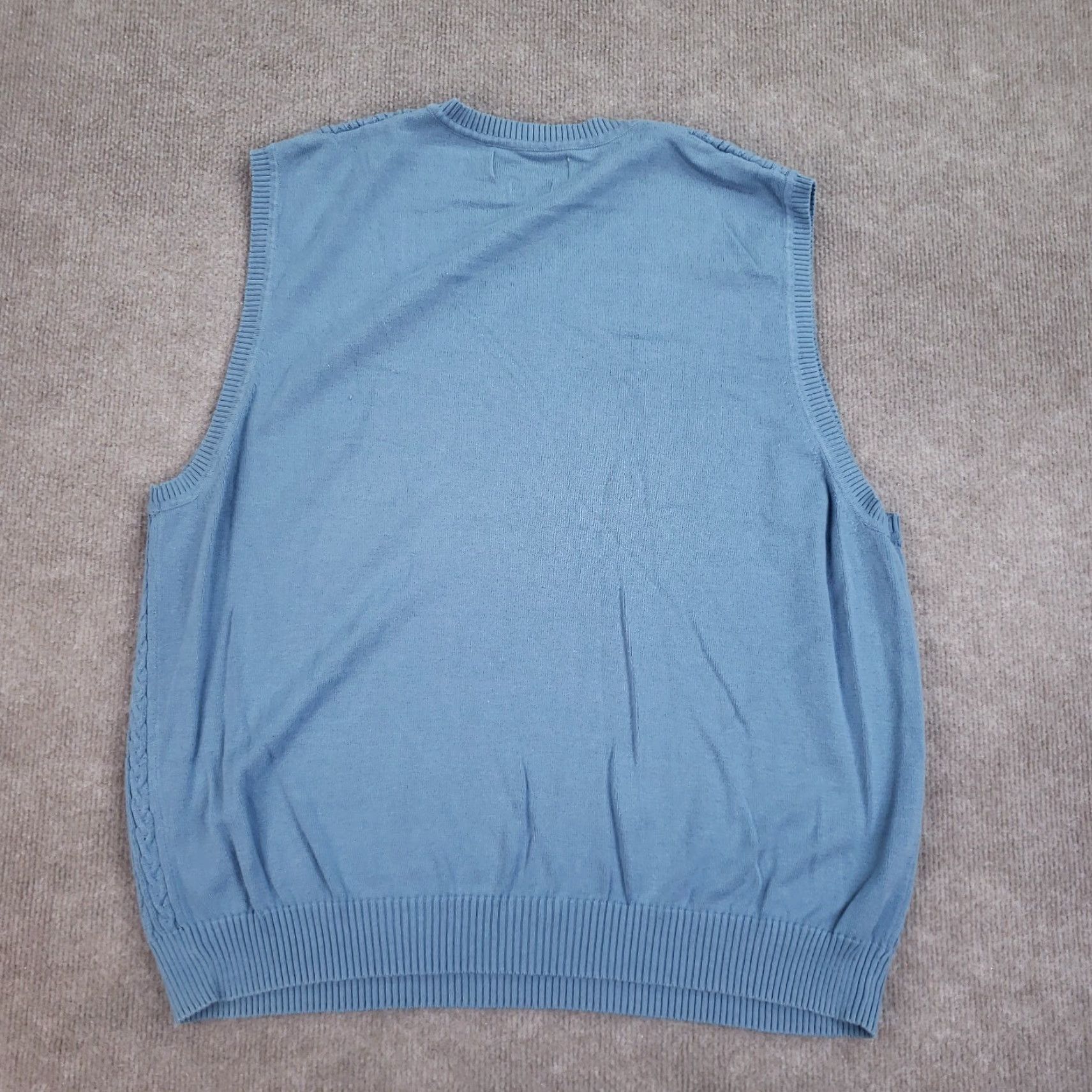 Izod IZOD Mens Sweater Vest Blue Large Cable-Knit Pullover Logo Casual Size US L / EU 52-54 / 3 - 8 Thumbnail