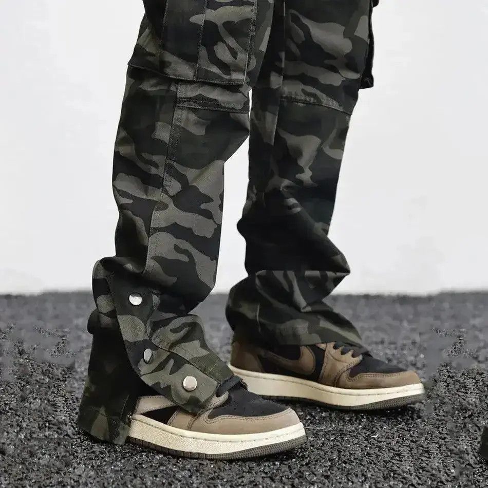 Japanese Brand Cargo camouflage trousers casual baggy pockets wide leg Size US 32 / EU 48 - 3 Thumbnail
