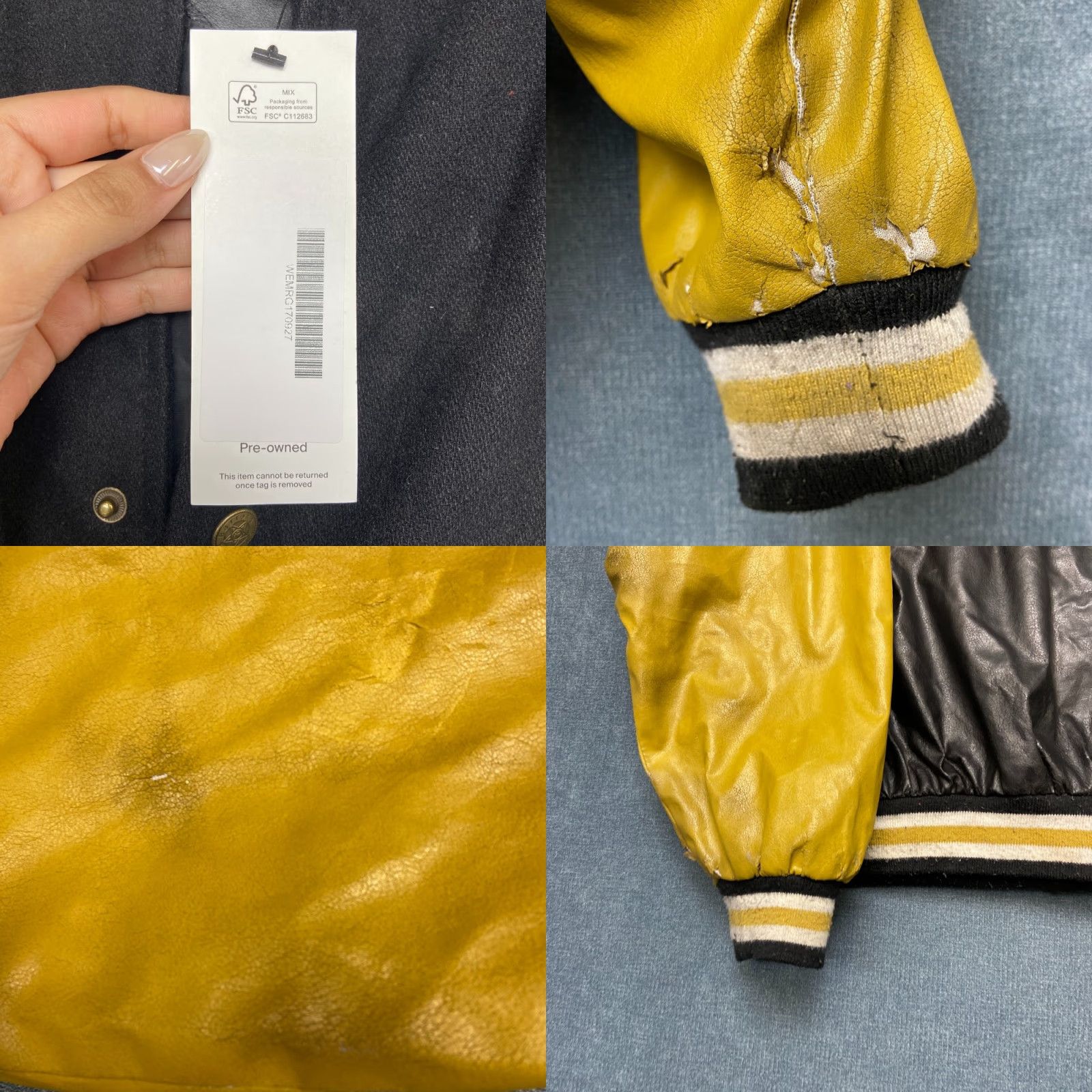 Vintage Steve & Barry's Army Varsity Jacket Mens L Black Yellow Raglan Sleeve Snap Front Size US L / EU 52-54 / 3 - 8 Thumbnail