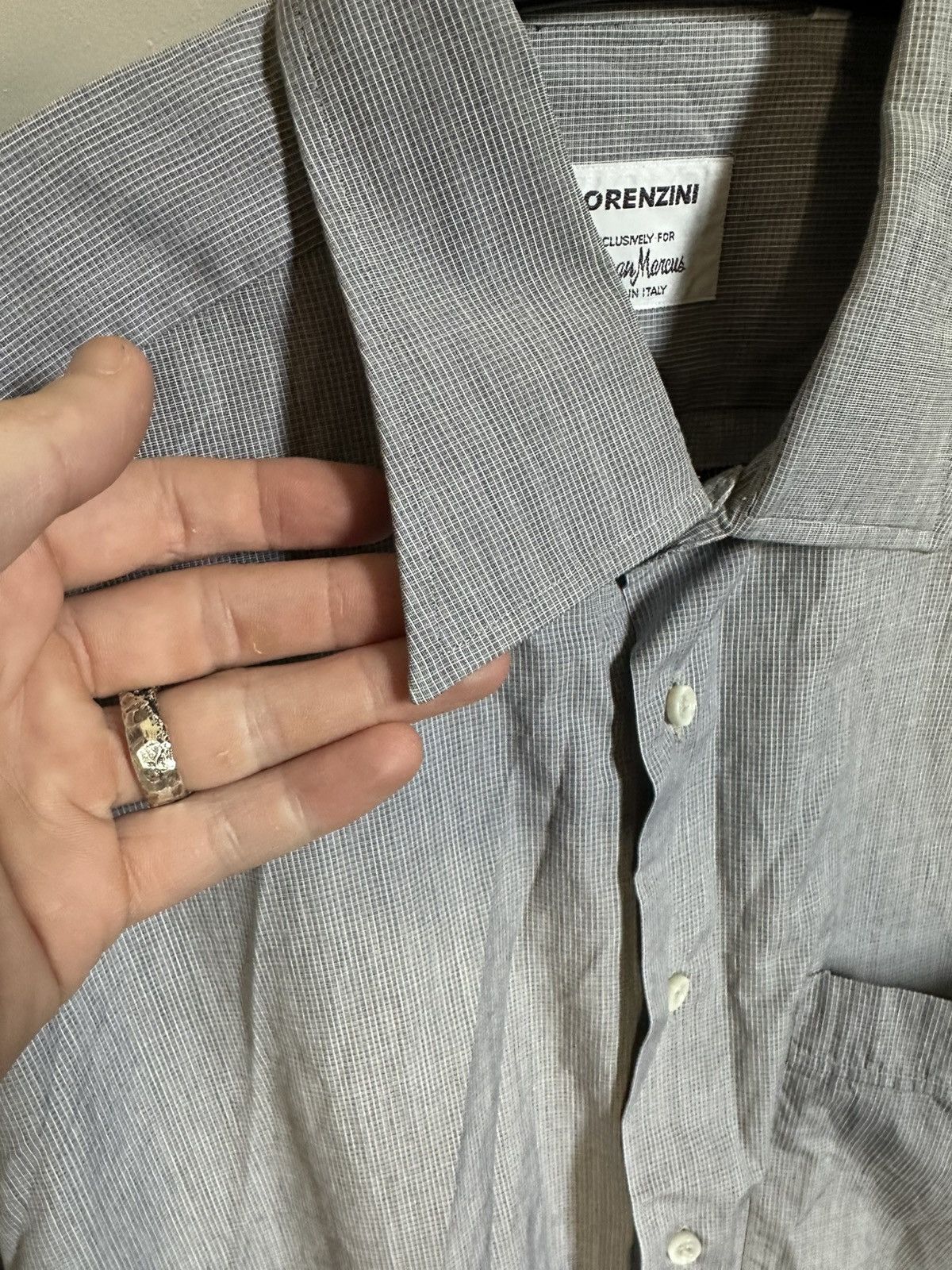Other LORENZINI exclusive blue/gray micro check shirt Italy Size US L / EU 52-54 / 3 - 6 Thumbnail
