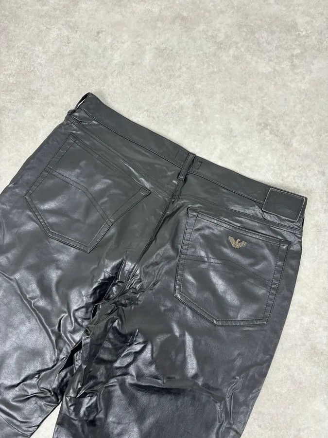 Armani 2000s Armani Black Avant-Garde Faux Leather Pants Size US 33 - 7 Thumbnail