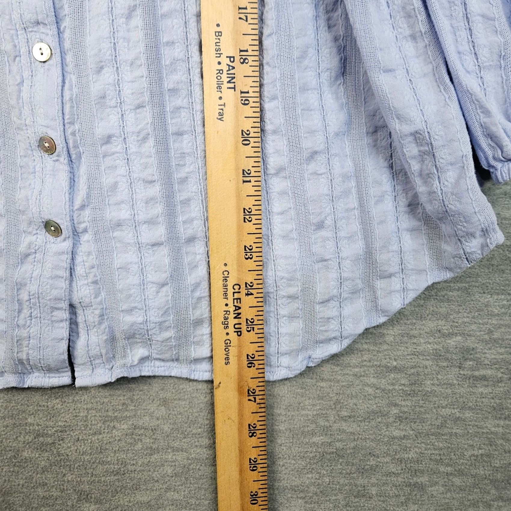 J. Jill J.Jill Women's Button-Up Relaxed V-neck Long Sleeve Blouse XL Blue Cotton Blend Rayon Solid Shirt Size XL / US 12-14 / IT 48-50 - 4 Thumbnail