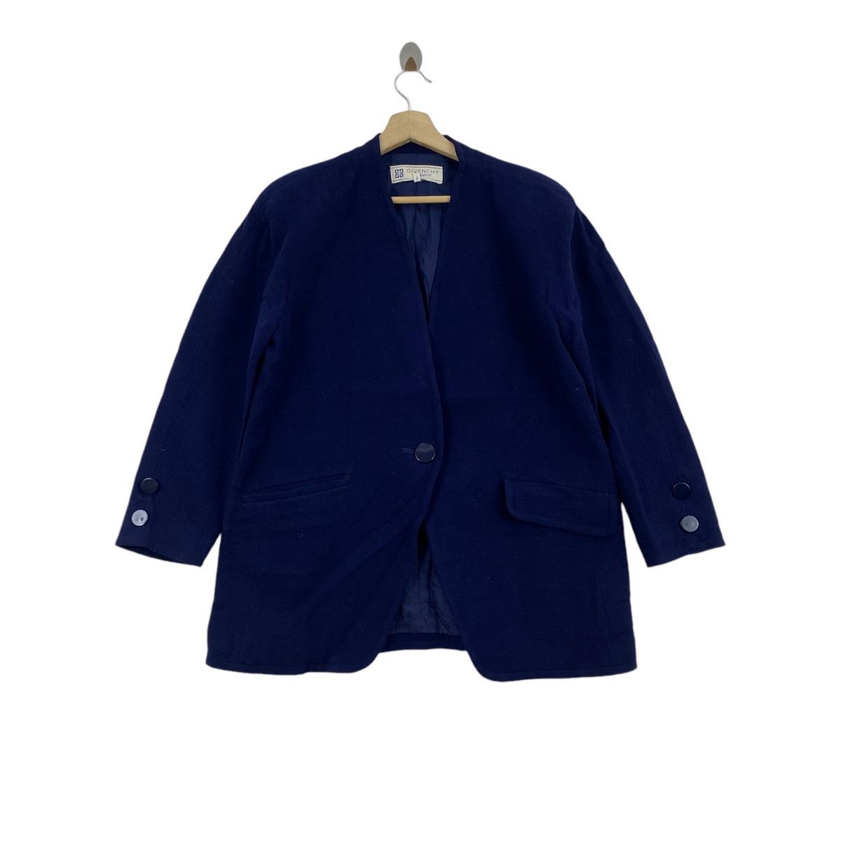 Givenchy Vintage 80s GIVENCHY GLAMOUR French Designer Blue Coat Size US M / EU 48-50 / 2 - 1 Thumbnail