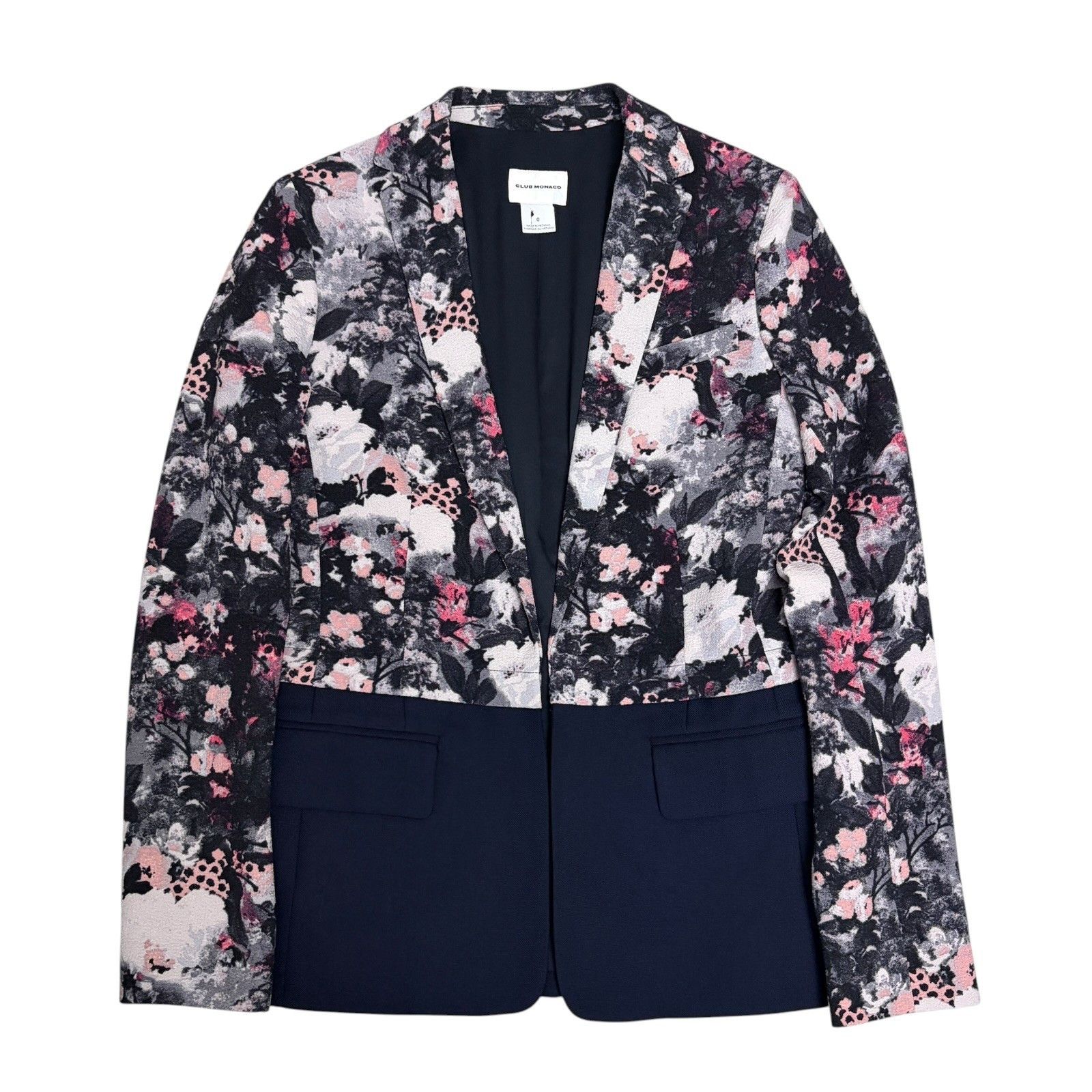 CLUB MONACO Blazer Jacket Floral Open Front Business Coat 0