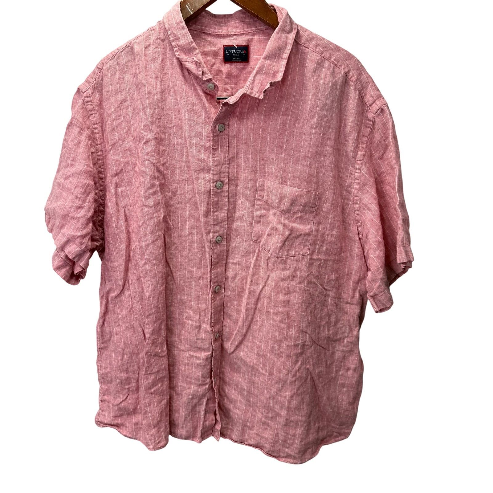 UNTUCKit UNTUCKit Men's Shirt sz XXXL Short Sleeve Linen #G674 Size US XXL / EU 58 / 5 - 1 Thumbnail