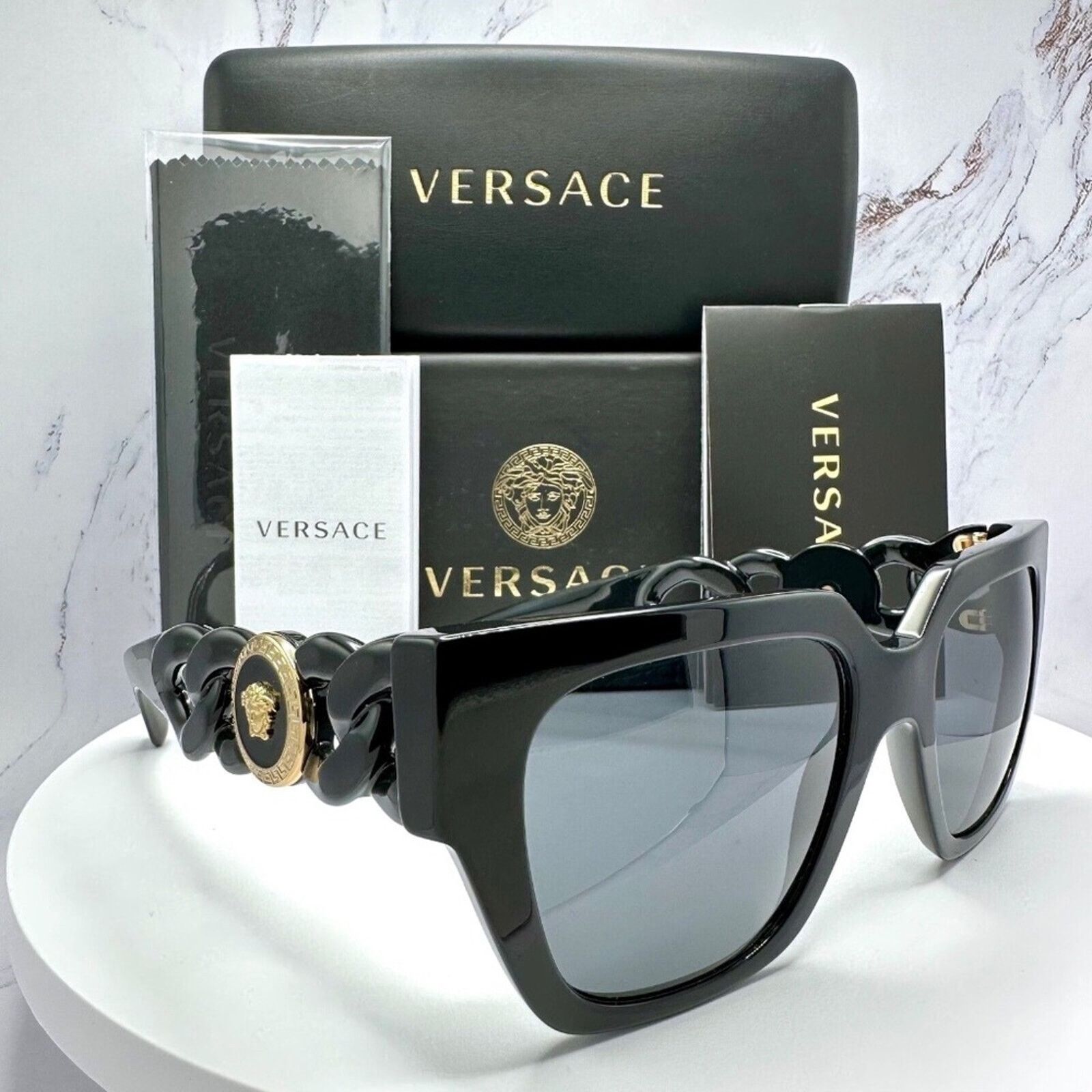 Versace NEW Versace Sunglasses Black Gold Medusa Logo Chain Arms Size ONE SIZE - 3 Thumbnail