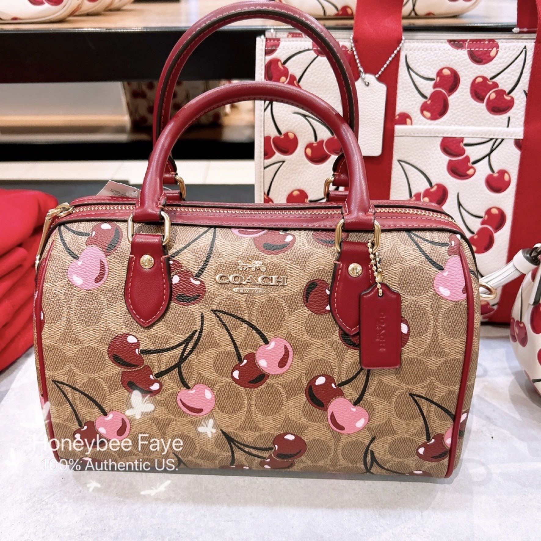 Coach 🍒 Rowan Satchel Bag In Signature Canvas With Cherry CY692 Size ONE SIZE - 3 Thumbnail