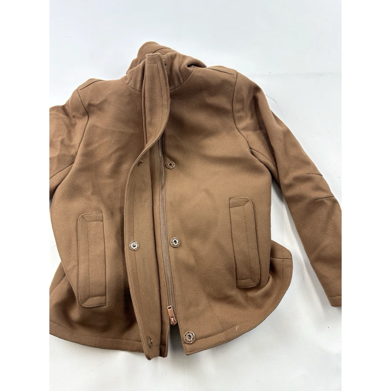 J.Crew J.Crew Jacket Womens 8P Petite Brown Milton Wool Coat Hooded Full Zip Size M / US 6-8 / IT 42-44 - 7 Thumbnail