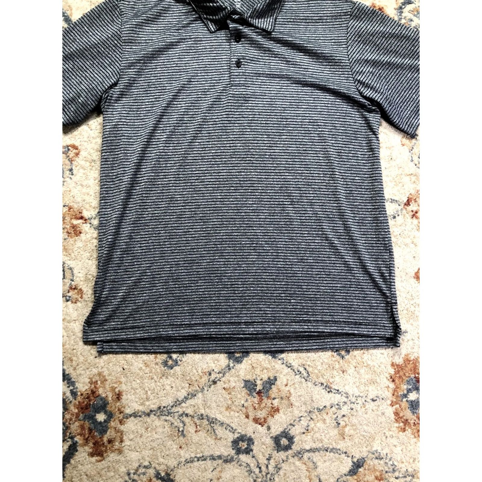 Adidas Adidas Golf Polo Shirt Mens M Gray Striped Performance Knit Short Sleeve Polo Short Sleeve Mens Size US M / EU 48-50 / 2 - 5 Thumbnail