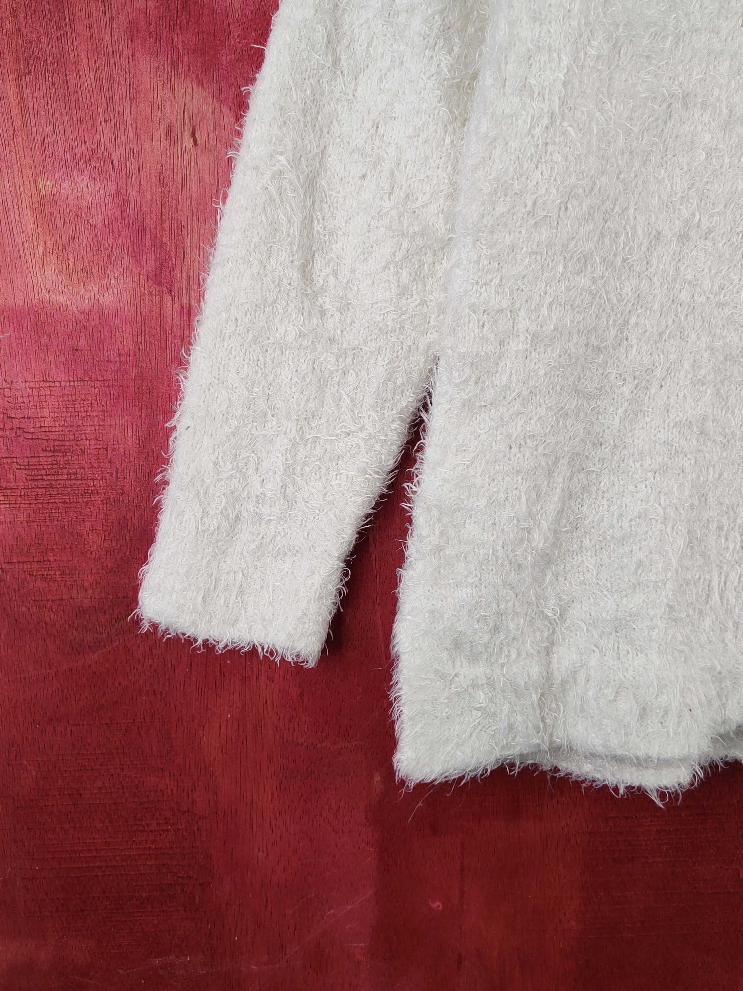 Homespun Knitwear Olive Girl Ivory Shag Shaggy Fur Mohair Knitwear #S2005 Size XL / US 12-14 / IT 48-50 - 4 Thumbnail