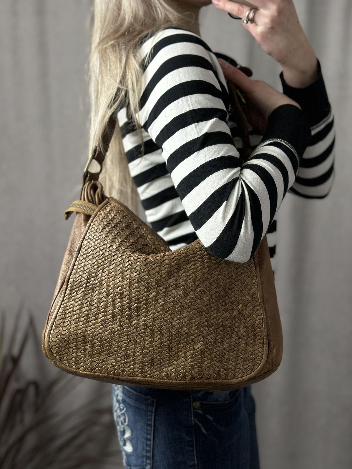14th Addiction Vintage Leather Bag Hobo Avantgarde AS 98 style western Goa Size ONE SIZE - 3 Thumbnail