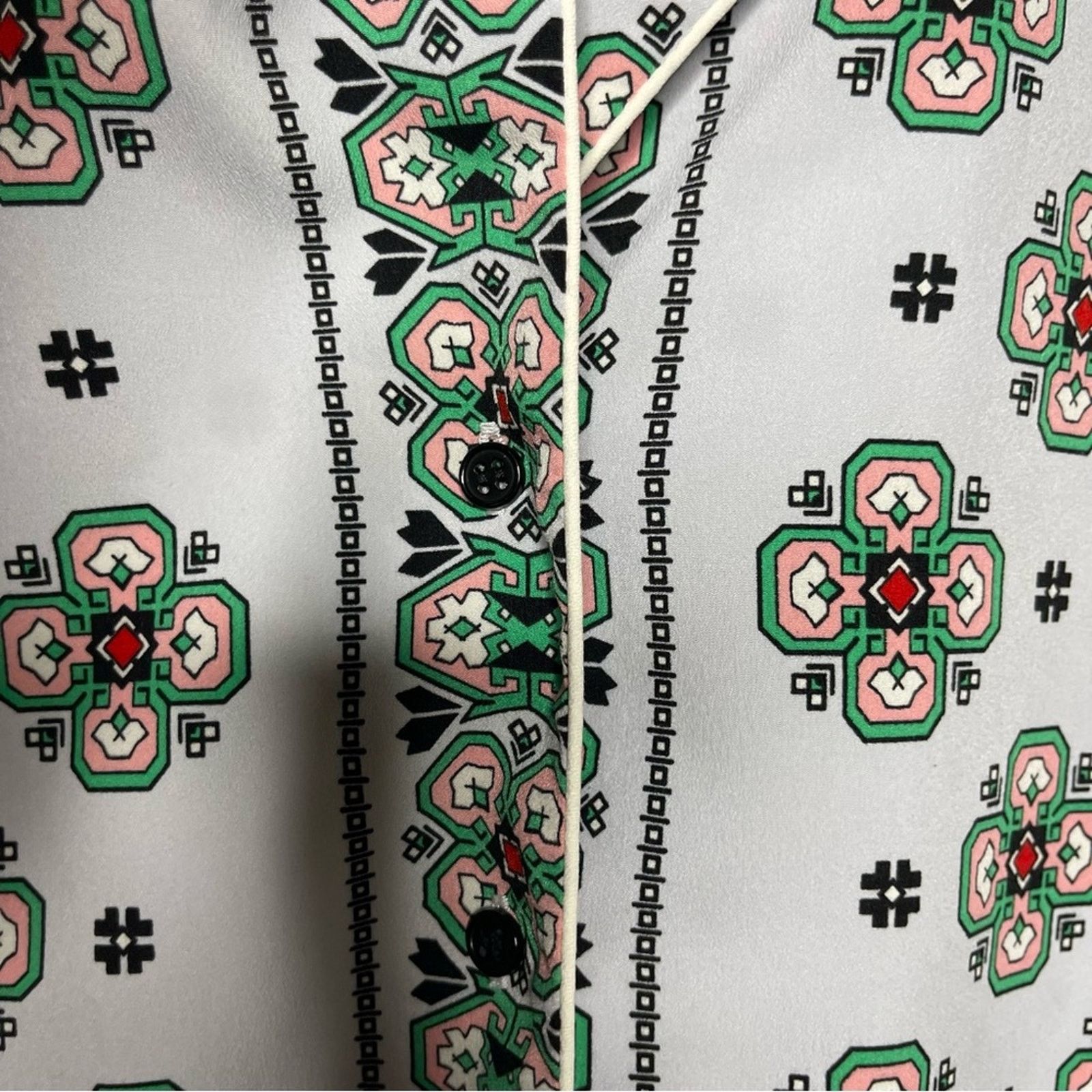 Sandro San­dro Bleu Ciel Print square button down blouse Shirt Size S / US 4 / IT 40 - 6 Thumbnail