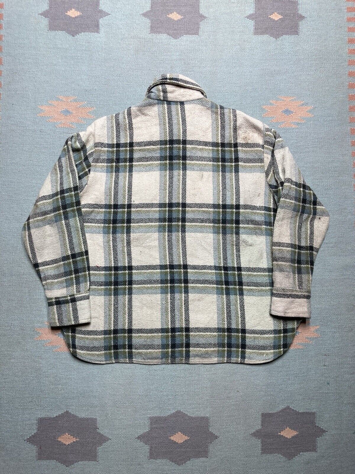 Vintage VTG 70s Kmart wool flannel shirt plaid distressed CPO large Size US L / EU 52-54 / 3 - 2 Thumbnail