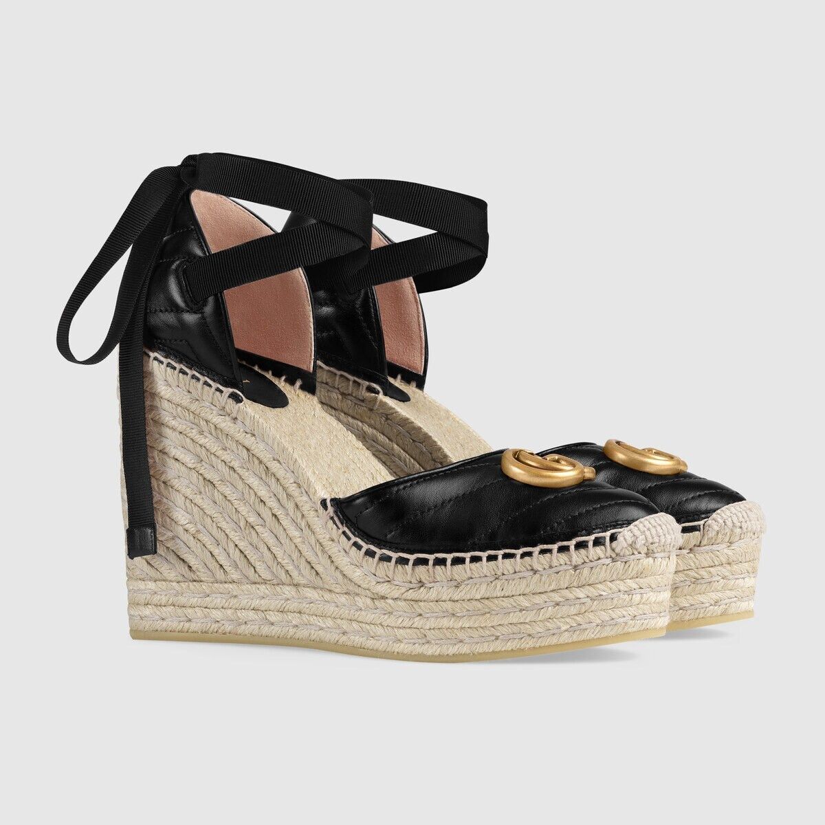 Gucci o1s1wg110525 Leather Platform Espadrille in Black Size US 10 / IT 40 - 2 Thumbnail