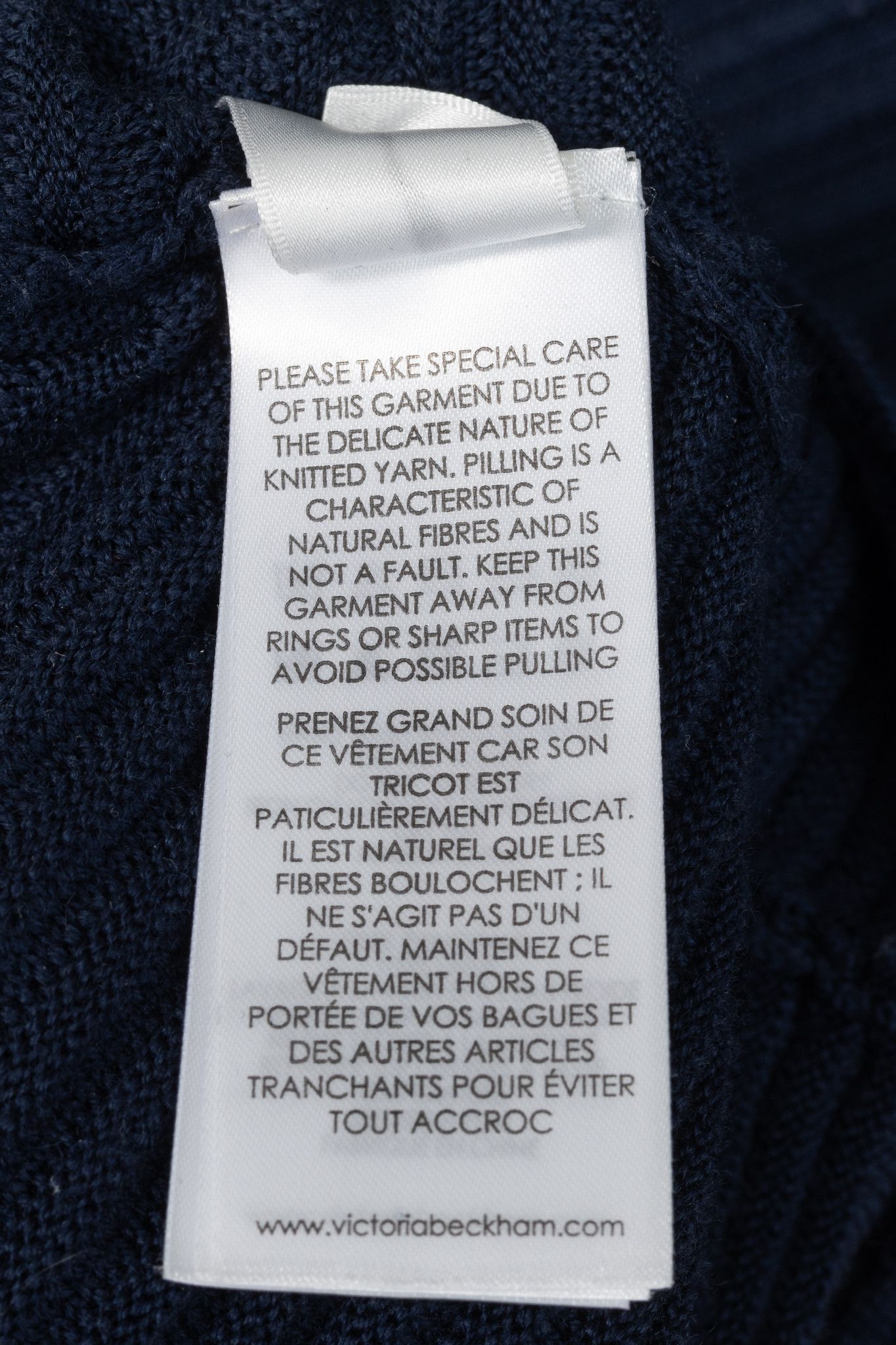 Victoria Beckham Victoria Victoria Beckham Navy Funnel Neck Ottoman Sweater Size S / US 4 / IT 40 - 8 Thumbnail