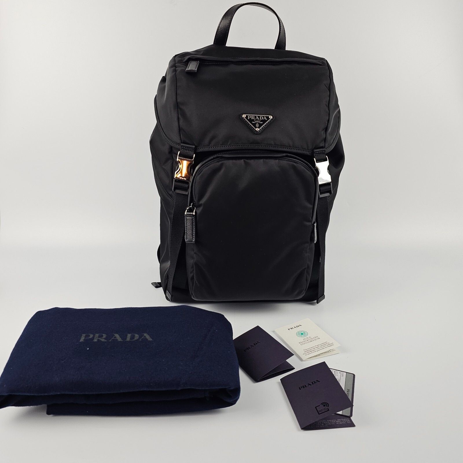 Prada PRADA $2500 Black Re-Nylon And Saffiano Leather Backpack New Size ONE SIZE - 3 Thumbnail