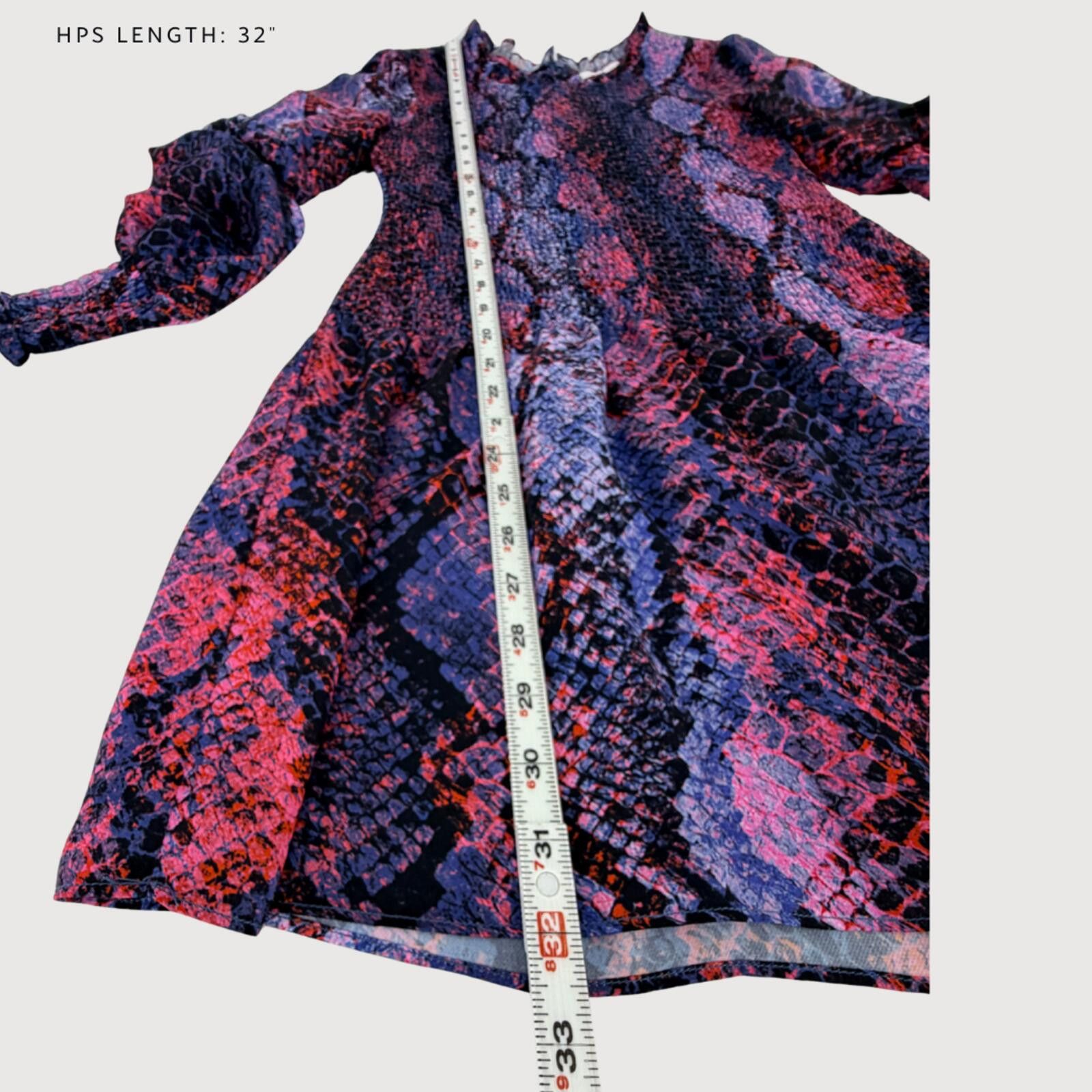 Packer Shoes Parker Snake Print Smocked Mini Dress Long Sleeve Purple XS Size XS / US 0-2 / IT 36-38 - 6 Thumbnail