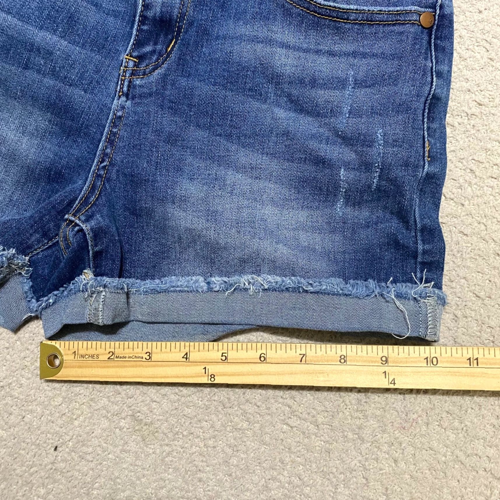 Denime Judy Blue Womens 27 Jeans Shorts Blue Denim Mid Rise Inseam 3" Distressed Casual Summer Everyday Regular Women Size 27" / US 4 / IT 40 - 5 Thumbnail