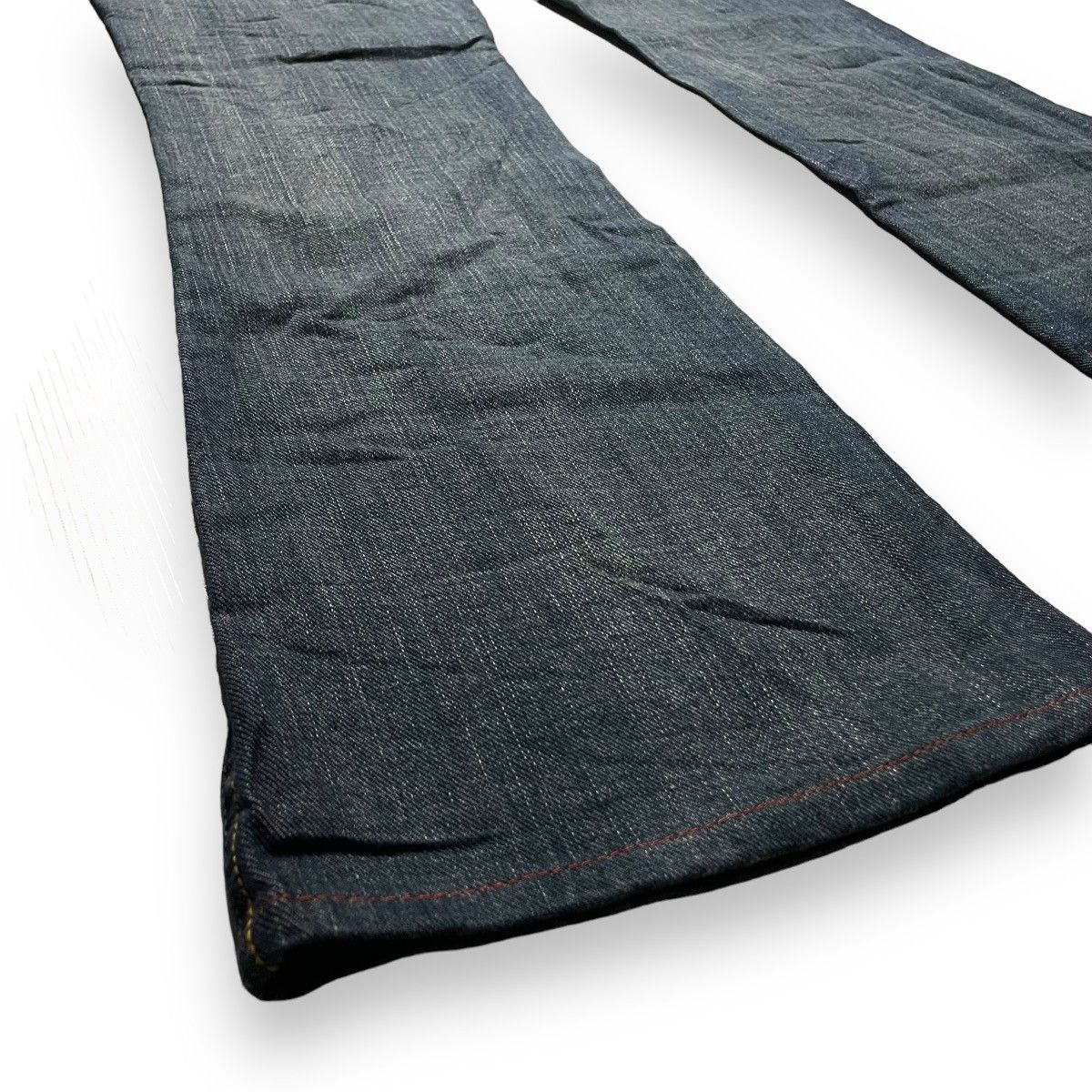 Le Grande Bleu (L.G.B.) 🇯🇵 SUPER FLARE BACK NUMBER WASHED DENIM PANTS Size US 30 / EU 46 - 11 Thumbnail