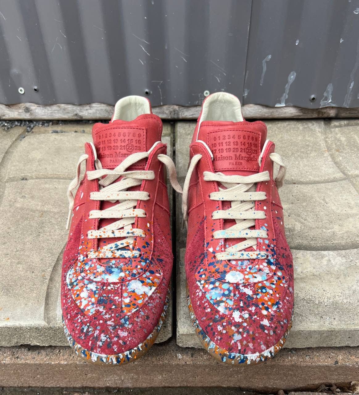 image of Maison Margiela Paint Replica Shoes in Orange, Men's (Size 11)