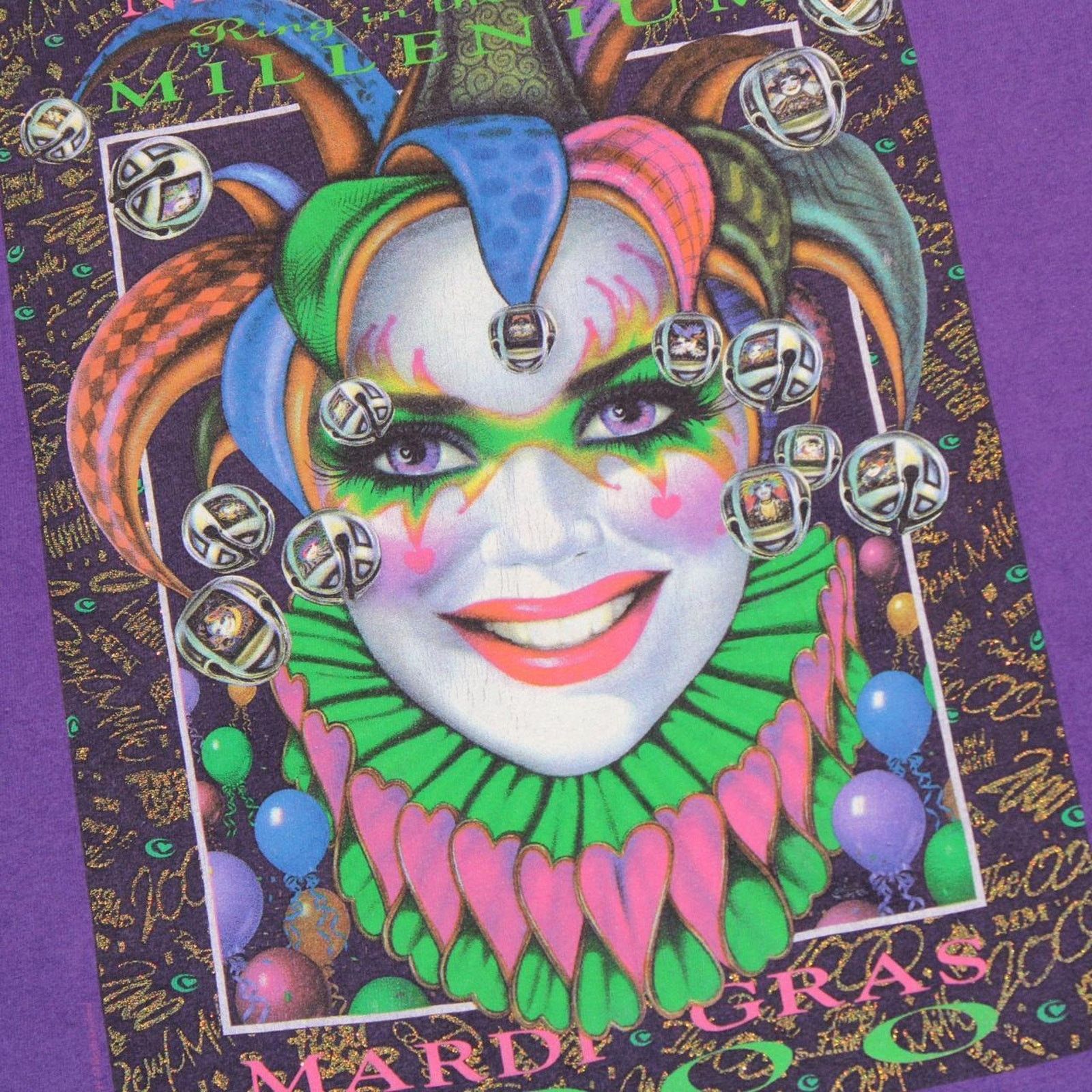 & Other Stories Purple Vintage Y2K Mardi Gras Jester Clown Graphic Tee Size US XL / EU 56 / 4 - 3 Thumbnail