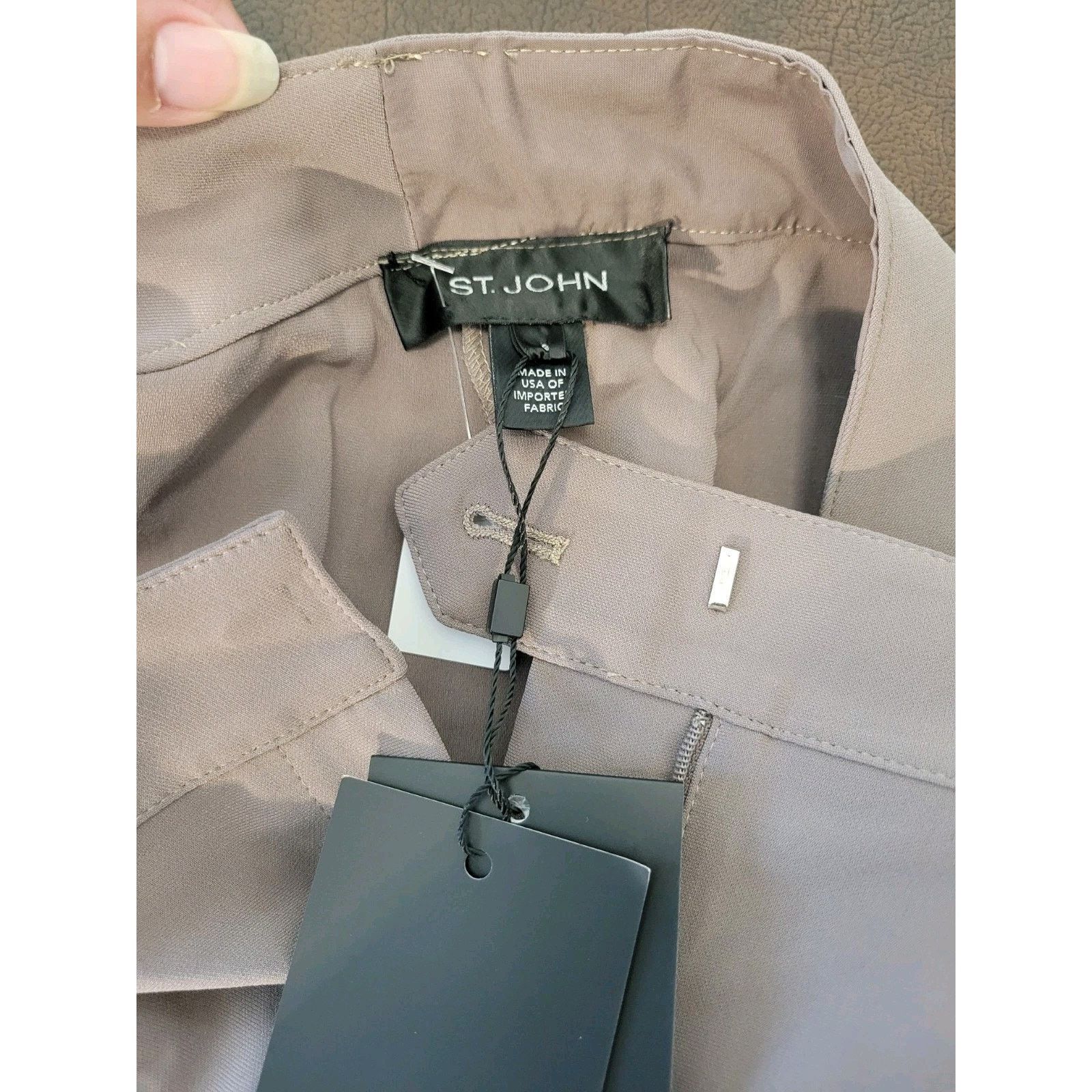 St. John St John Pants Sz 8 Khaki Dove Straight Leg Trousers $395 Size 30" / US 8 / IT 44 - 7 Thumbnail