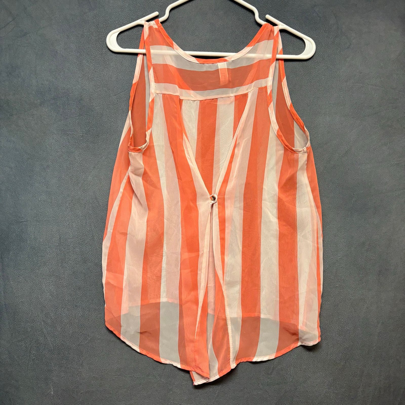 Chocolate Chocolate USA Sheer Stripe Sleeveless Button Front Top Large Size L / US 10 / IT 46 - 8 Thumbnail