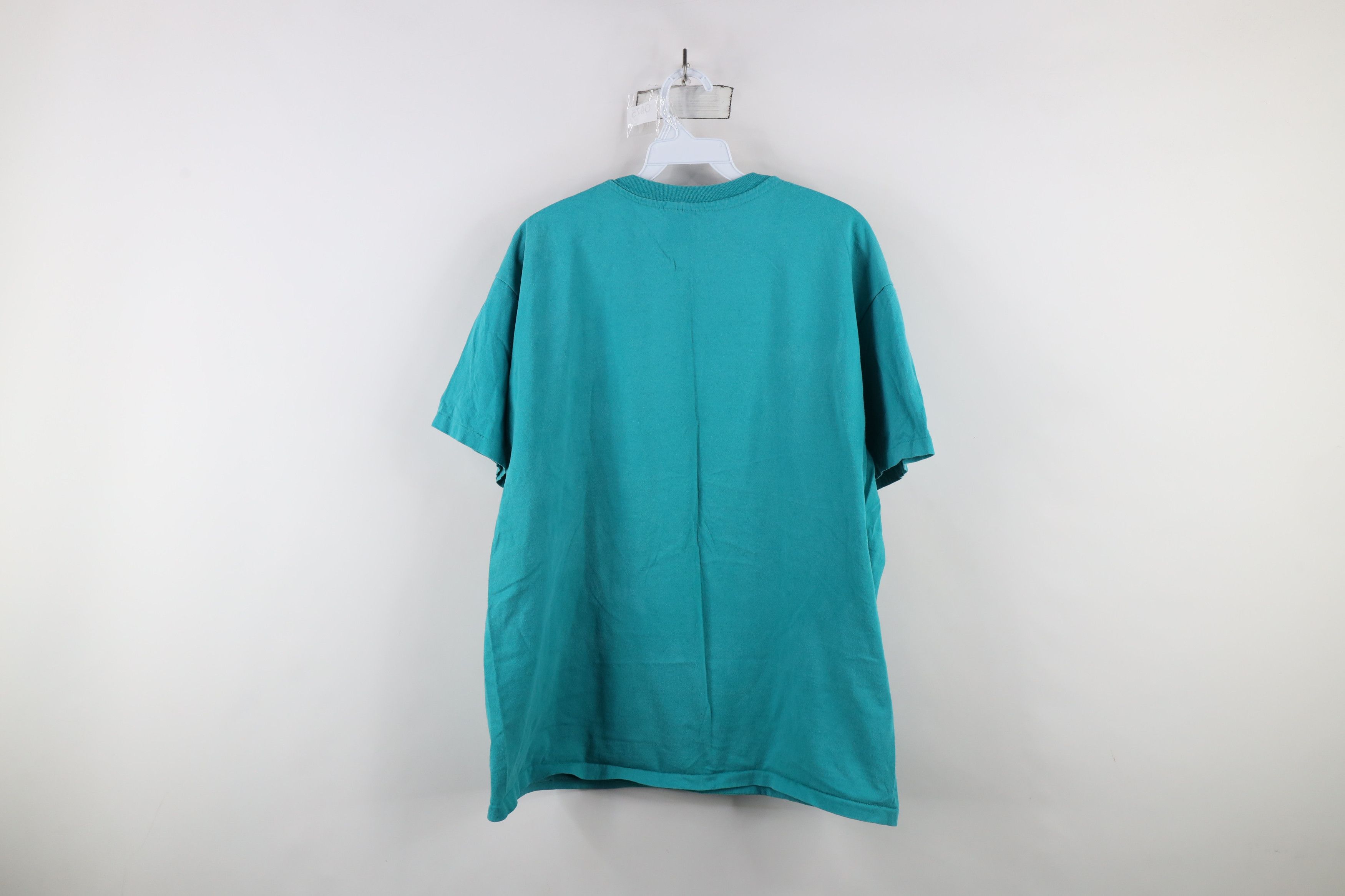 Vintage Vintage 90s Streetwear Distressed Blank Cotton T-Shirt Teal Size US XL / EU 56 / 4 - 7 Thumbnail