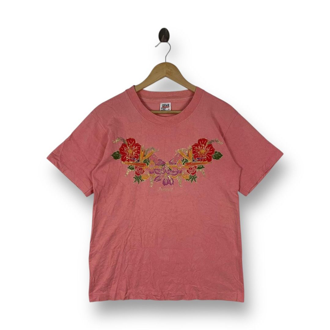 Anvil Vintage 90s Anvil Hawaii Floral Graphic Tee Size US S / EU 44-46 / 1 - 1 Thumbnail