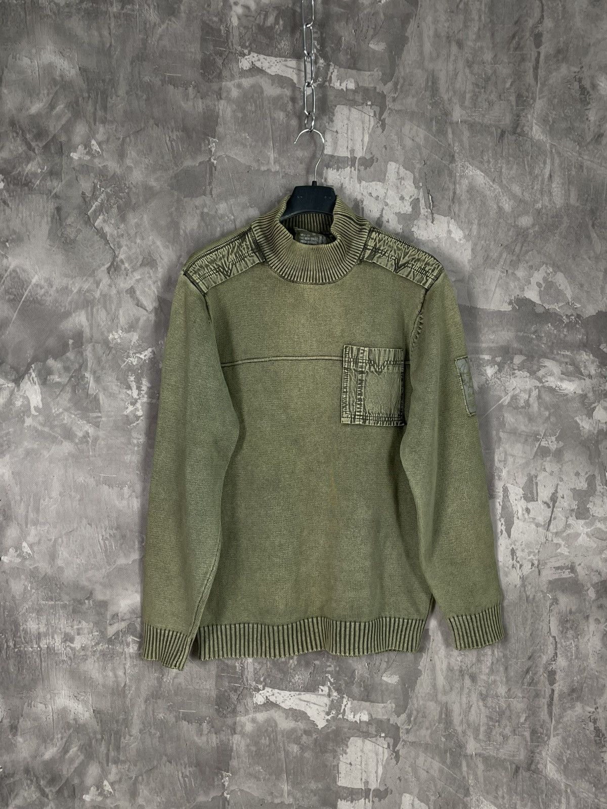 20471120 × Diesel × If Six Was Nine Military Dolce Gabbana Style Knit Rib Sweater Thrashed Y2K Size US M / EU 48-50 / 2 - 1 Thumbnail