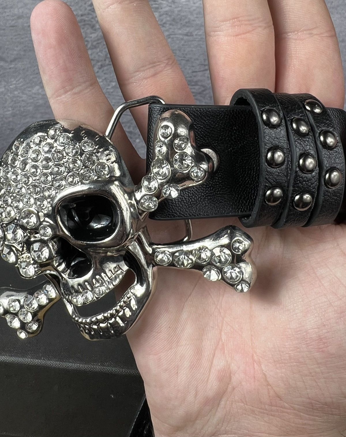 Other Big Skull Rhinestones Y2K Belt Gothic Grunge Punk Style Size 30 - 5 Thumbnail