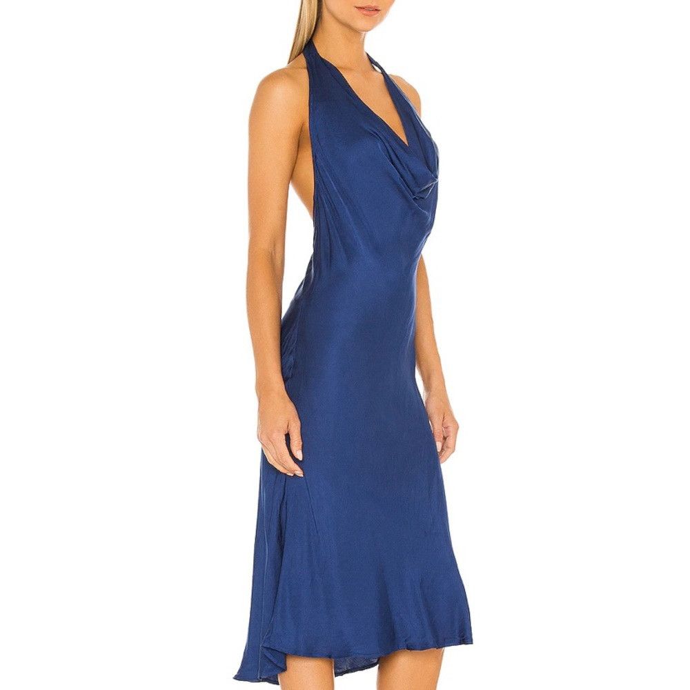 Young Fabulous & Broke YFB Rebel Satin Halter Dress in Jewel Blue revolve Size XS / US 0-2 / IT 36-38 - 3 Thumbnail