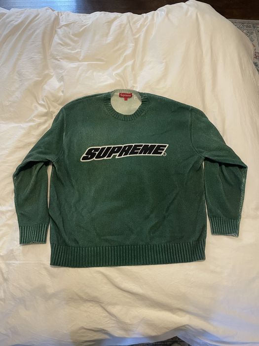 Supreme Supreme Printed Washed Sweater - Olive | Grailed