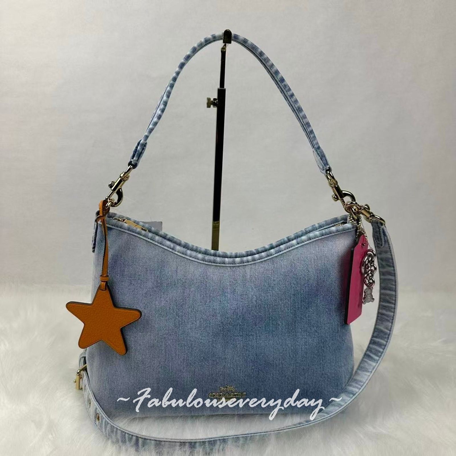 Coach Coach Laurel Shoulder Xbody Loved Denim Charms Light Indigo Size ONE SIZE - 1 Thumbnail