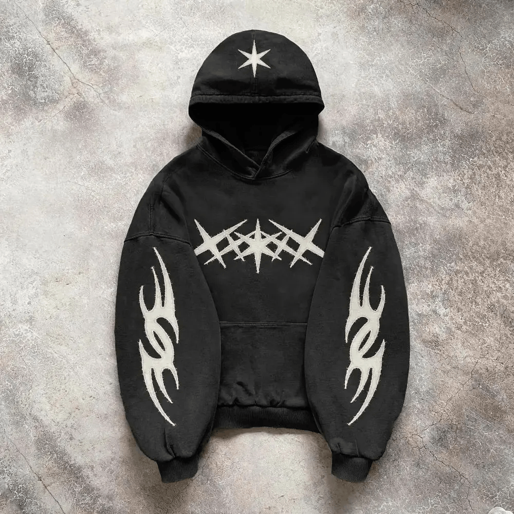 Custom Star Patchwork Oversized Pullover Hoodies