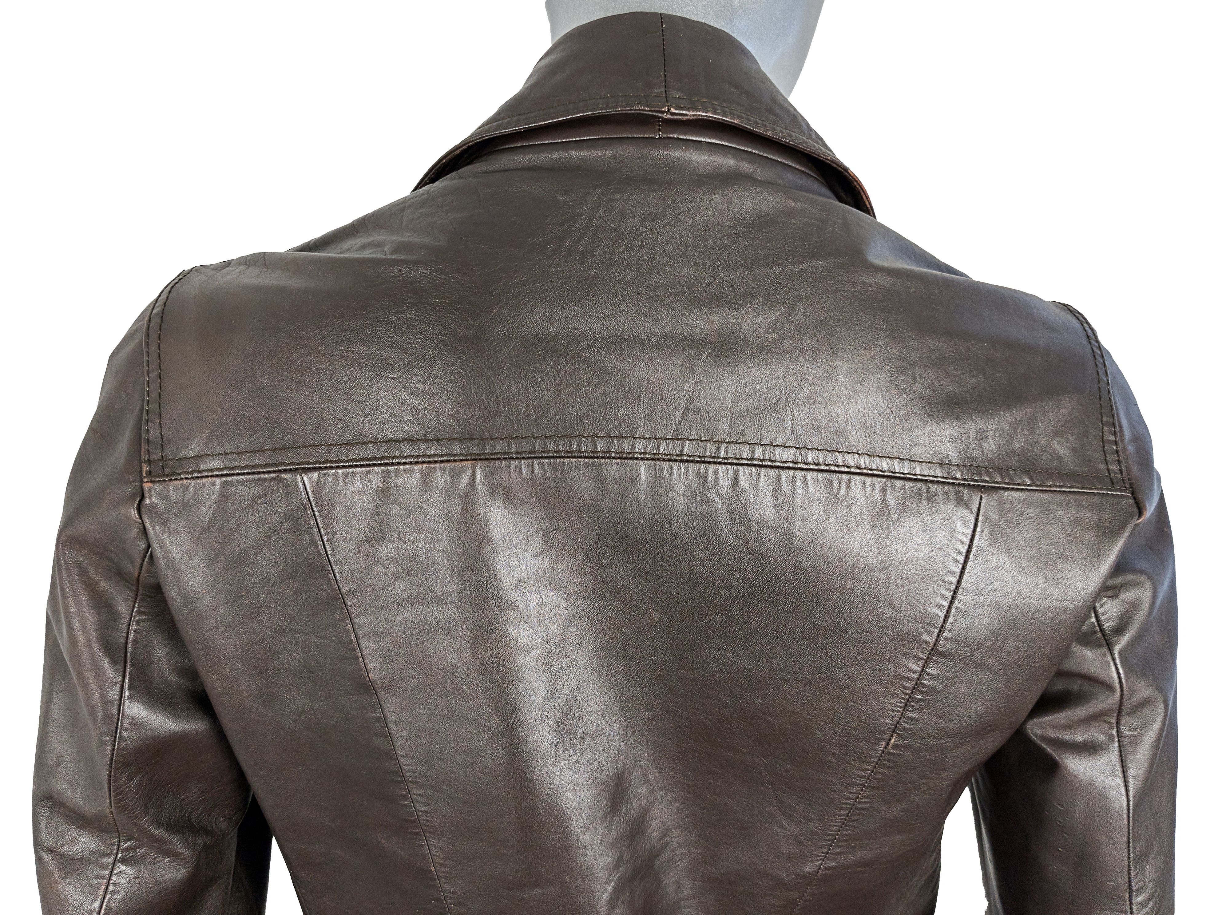 Other Vintage 90s Italian brown leather biker jacket Size US S / EU 44-46 / 1 - 17 Thumbnail